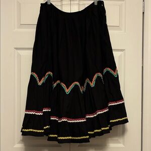 Chic Black Skirt with Colorful Trim